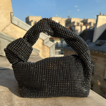 Mini Tote Mila Kristalle schwarz mit Knoten, style